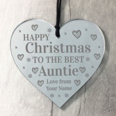 Christmas Gift For Auntie Personalised Hanging Heart Tree Decor