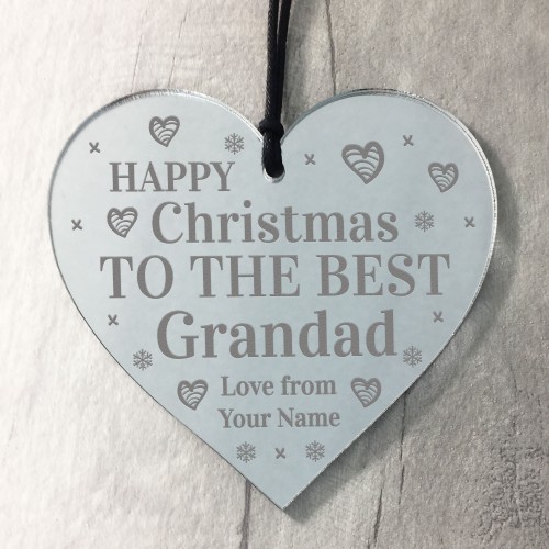 Christmas Gift For Grandad Personalised Hanging Heart Tree Decor