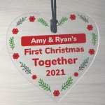 First Christmas Bauble For Couple Personalised Hanging Decor