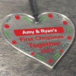 First Christmas Bauble For Couple Personalised Hanging Decor