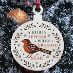 A Robin Appears Grandad Memorial Bauble Tree Decoration 