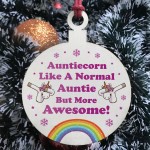Auntie Gift For Christmas Hanging Wooden Tree Decoration Unicorn