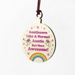 Auntie Gift For Christmas Hanging Wooden Tree Decoration Unicorn