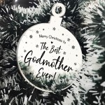 Christmas Gift For Godmother Engraved Hanging Tree Decoration