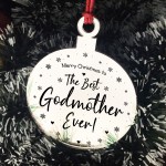 Christmas Gift For Godmother Engraved Hanging Tree Decoration