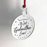 Christmas Gift For Godmother Engraved Hanging Tree Decoration