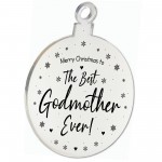 Christmas Gift For Godmother Engraved Hanging Tree Decoration