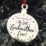 Christmas Gift For Godmother Engraved Hanging Tree Decoration