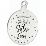 Christmas Gift The Best Sister Ever Engraved Hanging Tree Decor