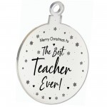 Merry Christmas Gift To The Best Teacher Ever Engraved Decor