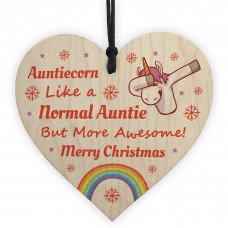 Auntie Unicorn Gifts Wooden Heart Christmas Decoration Gifts