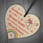 Auntie Unicorn Gifts Wooden Heart Christmas Decoration Gifts