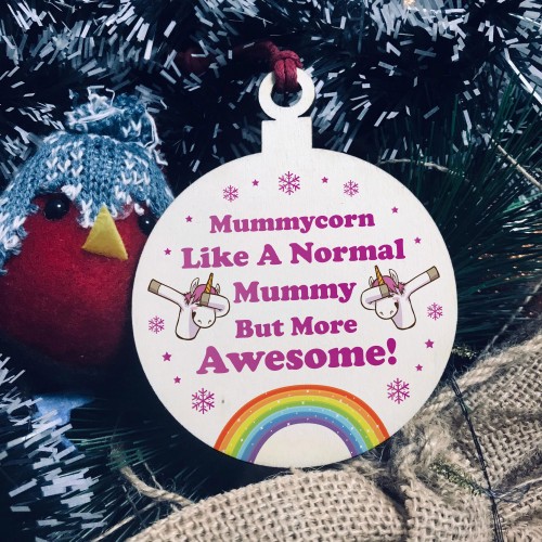 Mummy Gift For Christmas Hanging Wooden Tree Decoration