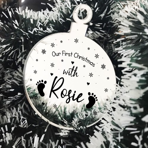 Acrylic Personalised Babys 1st First Christmas Tree Decoration