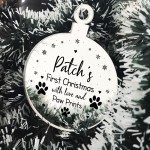 1st Christmas With Any Name Dog Bauble Personalised Engraved