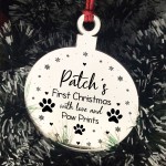 1st Christmas With Any Name Dog Bauble Personalised Engraved