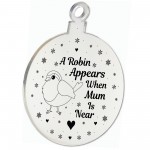 Robin Red Breast Memorial Acrylic Tree Decoration Mum Memorial