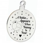 Robin Red Breast Memorial Acrylic Tree Decoration Nanny Memorial