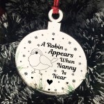 Robin Red Breast Memorial Acrylic Tree Decoration Nanny Memorial