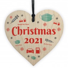 Christmas 2021 Bauble Tree Decoration Wooden Heart Xmas Tree