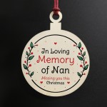 Rememberance Christmas Decoration For Nan In Memory Nan