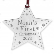 Babys First Christmas Decoration Personalised Acrylic Star