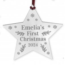 Personalised Babys First Christmas Decoration Acrylic Star