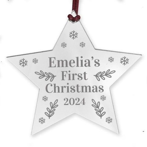 Personalised Babys First Christmas Decoration Acrylic Star