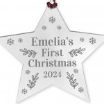 Personalised Babys First Christmas Decoration Acrylic Star