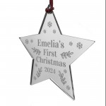 Personalised Babys First Christmas Decoration Acrylic Star