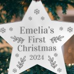 Personalised Babys First Christmas Decoration Acrylic Star