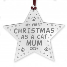 Personalised Cat Gifts Acrylic Star Cat Christmas Decoration