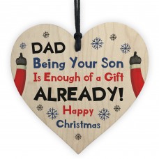 Dad Christmas Gift From Son Novelty Wood Heart Funny Gift Idea
