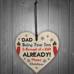 Dad Christmas Gift From Son Novelty Wood Heart Funny Gift Idea