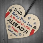 Dad Christmas Gift From Son Novelty Wood Heart Funny Gift Idea