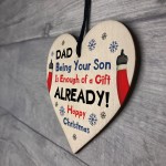 Dad Christmas Gift From Son Novelty Wood Heart Funny Gift Idea