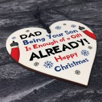Dad Christmas Gift From Son Novelty Wood Heart Funny Gift Idea