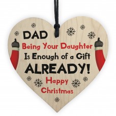 Dad Christmas Gift From Daughter Novelty Wood Heart Funny Gifts