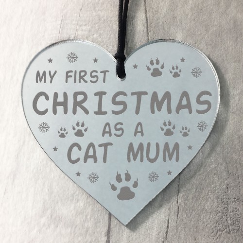 First Christmas As A Cat Mum Engraved Heart Cat Lover Gift