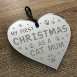 First Christmas As A Cat Mum Engraved Heart Cat Lover Gift