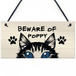 BEWARE OF CAT Sign Hanging Home Decor Plaque Cat Sign