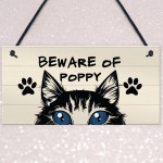 BEWARE OF CAT Sign Hanging Home Decor Plaque Cat Sign