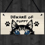 BEWARE OF CAT Sign Hanging Home Decor Plaque Cat Sign