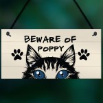 BEWARE OF CAT Sign Hanging Home Decor Plaque Cat Sign