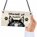 BEWARE OF CAT Sign Hanging Home Decor Plaque Cat Sign