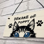 BEWARE OF CAT Sign Hanging Home Decor Plaque Cat Sign