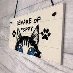 BEWARE OF CAT Sign Hanging Home Decor Plaque Cat Sign