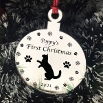First Christmas With Cat Kitten Personalised Christmas Decor