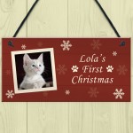 Cats First Christmas Sign Personalised Hanging Wall Sign