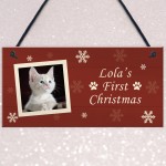 Cats First Christmas Sign Personalised Hanging Wall Sign